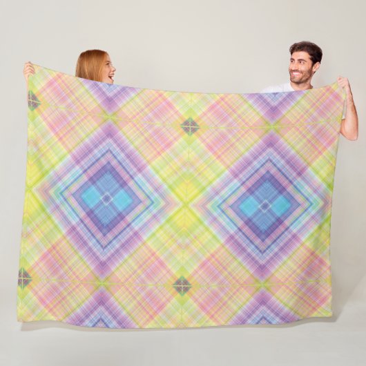 Modern Tartan Groen Geel Tan Plaid Patroon. Fleece Deken (In situ)