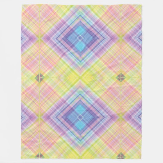 Modern Tartan Groen Geel Tan Plaid Patroon. Fleece Deken (Voorkant)