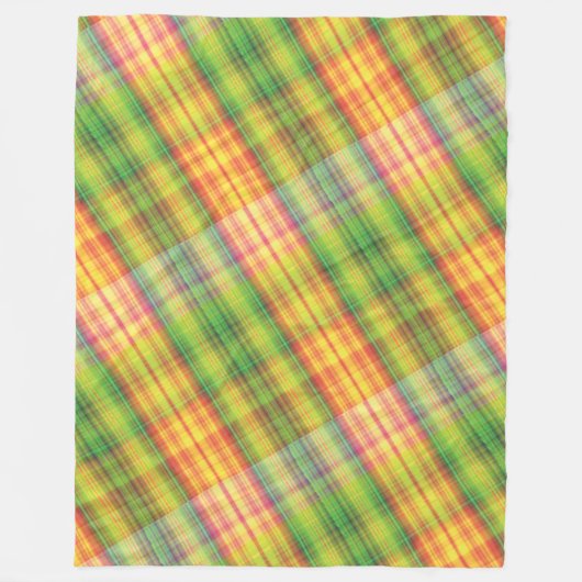 Modern Tartan Groen Geel Tan Plaid Patroon. Fleece Deken (Voorkant)
