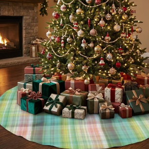 Modern Tartan Groen Tann Plaid Patroon. Kerstboom Rok