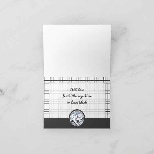 Modern Tartan Ice Skating Dank je wel Bedankkaart (Binnen)