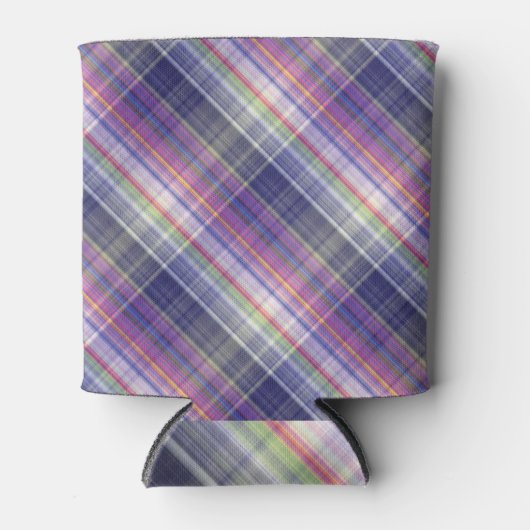 Modern Tartan Paarse Tan Plaid Pattern. Blikjeskoeler (Voorkant)