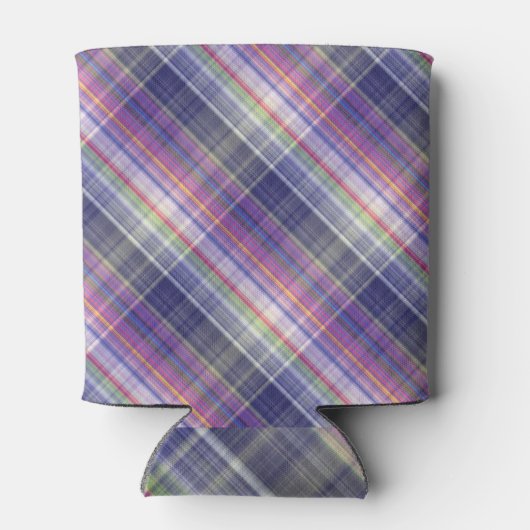 Modern Tartan Paarse Tan Plaid Pattern. Blikjeskoeler (Achterkant)