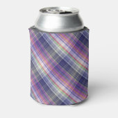 Modern Tartan Paarse Tan Plaid Pattern. Blikjeskoeler (Blikje Achterkant)