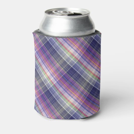 Modern Tartan Paarse Tan Plaid Pattern. Blikjeskoeler (Blikje Achterkant)