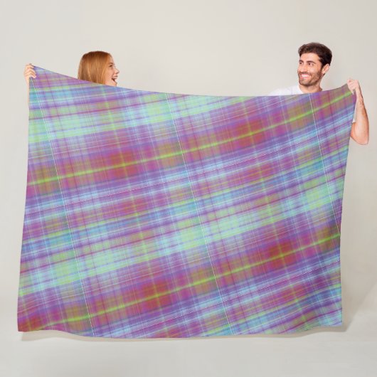 Modern Tartan Paarse Tan Plaid Pattern. indienen Fleece Deken (In situ)