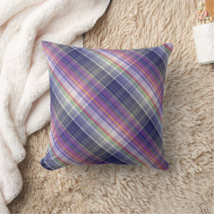 Modern Tartan Paarse Tan Plaid Pattern. Kussen