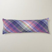 Modern Tartan Paarse Tan Plaid Pattern. Lichaamskussen (Achterkant)