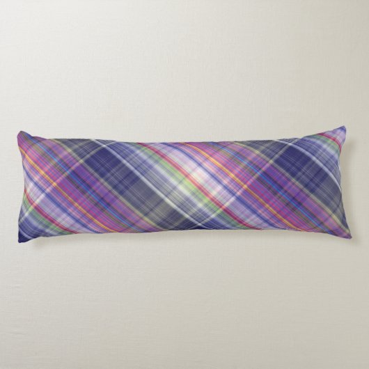 Modern Tartan Paarse Tan Plaid Pattern. Lichaamskussen (Achterkant)