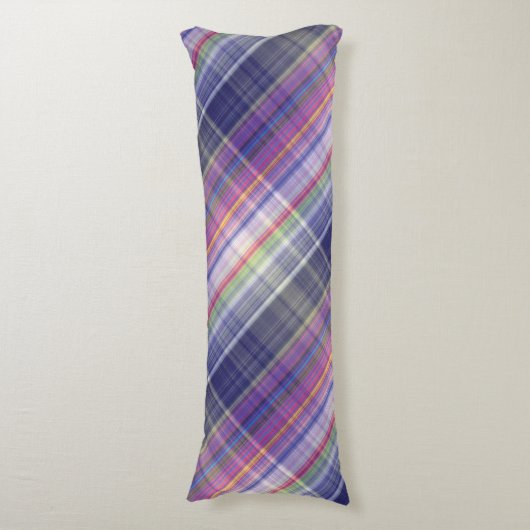 Modern Tartan Paarse Tan Plaid Pattern. Lichaamskussen (Voorkant Verticaal)