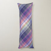 Modern Tartan Paarse Tan Plaid Pattern. Lichaamskussen (Achterkant (Verticaal))