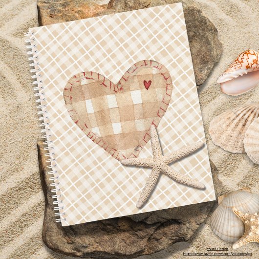 Modern tartan patroon en hart bruin plakboek notitieboek