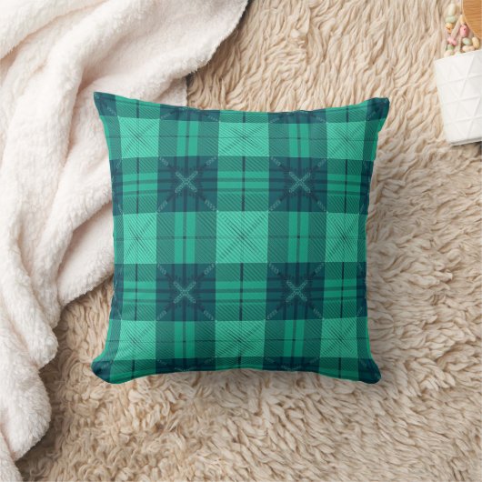 Modern Tartan Plaid Green Throw Cushion Kussen (Deken)