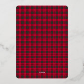 Modern Tartan Plaid Kerst Rood Groen Folie Feestdagenkaart (Achterkant)