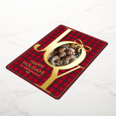 Modern Tartan Plaid Kerst Rood Groen Folie Feestdagenkaart (Gedraaid)