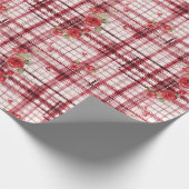 Modern Tartan Red Florel patroon Cadeaupapier (Hoek)