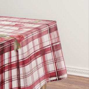 Modern Tartan Red Florel patroon Tafelkleed