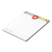 Modern Tartan Red Splash - aangepast script monogr Notitieblok (Linkerzijde)