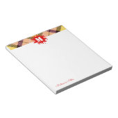 Modern Tartan Red Splash - aangepast script monogr Notitieblok (Schuin)