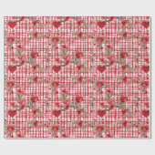 Modern Tartan rood bloemmotief Cadeaupapier (Vlak)