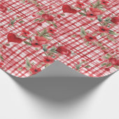 Modern Tartan rood bloemmotief Cadeaupapier (Hoek)