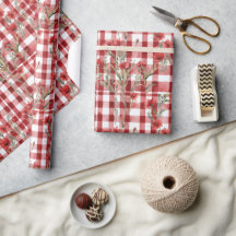 Modern Tartan rood bloemmotief