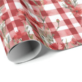 Modern Tartan rood bloemmotief Cadeaupapier (Rol Hoek)