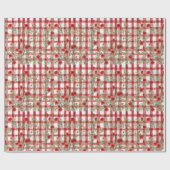 Modern Tartan rood bloemmotief Cadeaupapier (Vlak)