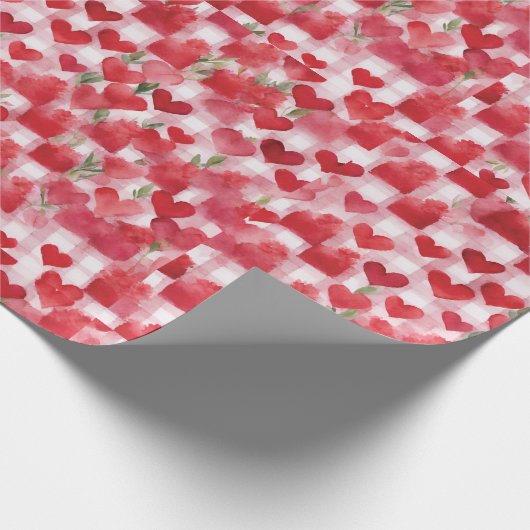 Modern Tartan rood bloemmotief Cadeaupapier (Hoek)