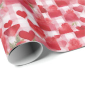 Modern Tartan rood bloemmotief Cadeaupapier (Rol Hoek)