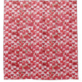 Modern Tartan rood bloemmotief Douchegordijn (Voorkant)
