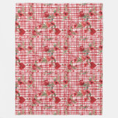 Modern Tartan rood bloemmotief Fleece Deken (Voorkant)
