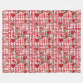 Modern Tartan rood bloemmotief Fleece Deken (Voorkant (Horizontaal))