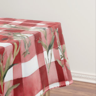 Modern Tartan rood bloemmotief Tafelkleed