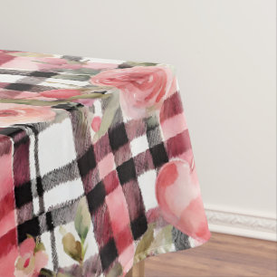 Modern Tartan rood bloemmotief Tafelkleed