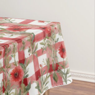 Modern Tartan rood bloemmotief Tafelkleed