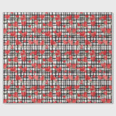 Modern Tartan rood hart patroon Cadeaupapier (Vlak)