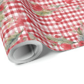 Modern Tartan rood hart patroon Cadeaupapier (Rol Hoek)