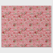 Modern Tartan rood hart patroon Cadeaupapier (Vlak)