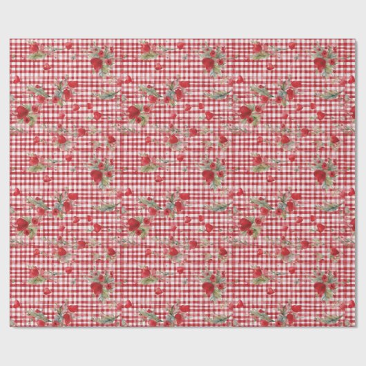 Modern Tartan rood hart patroon Cadeaupapier (Vlak)