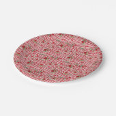 Modern Tartan rood hart patroon Papieren Bordje (Gekanteld)