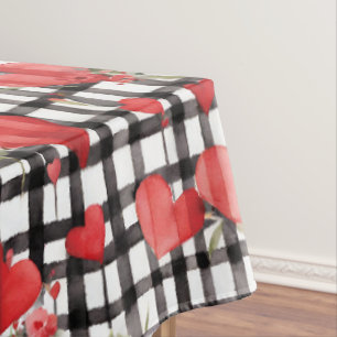 Modern Tartan rood hart patroon Tafelkleed