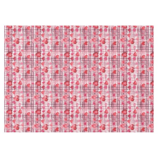 Modern Tartan rood hart patroon Tafelkleed (Voorkant (Horizontaal))