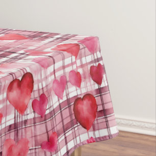 Modern Tartan rood hart patroon Tafelkleed