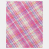 Modern Tartan Roze Tan Plaid Patroon. Fleece Deken (Voorkant)