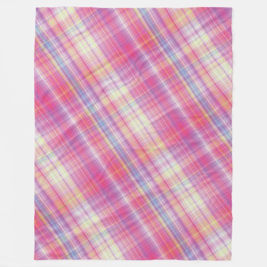 Modern Tartan Roze Tan Plaid Patroon. Fleece Deken (Voorkant)