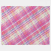 Modern Tartan Roze Tan Plaid Patroon. Fleece Deken (Voorkant (Horizontaal))