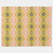 Modern Tartan Sinaasappel Groen Tan Plaid Pattern. Fleece Deken (Voorkant (Horizontaal))