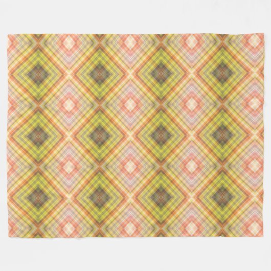 Modern Tartan Sinaasappel Groen Tan Plaid Pattern. Fleece Deken (Voorkant (Horizontaal))