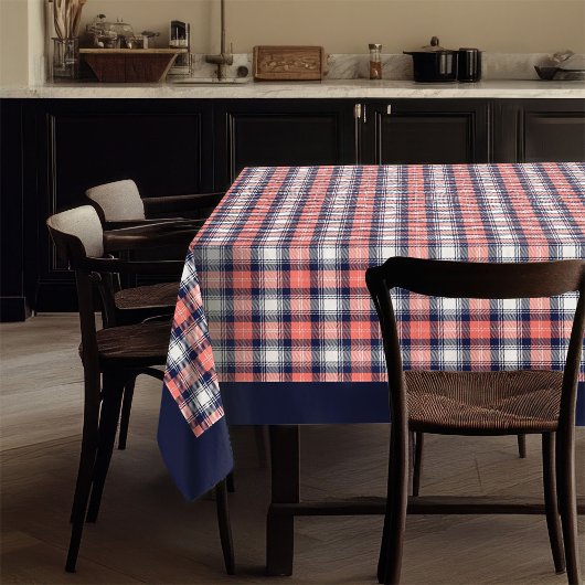 Modern Tartan tafellaken Koraal Marine voor Chic H